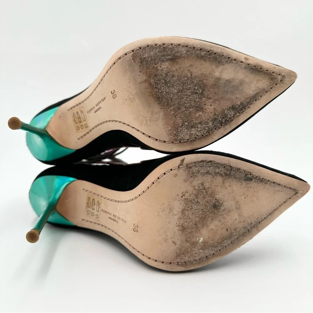 Sophia Webster Roka Iridescent Leather and Suede Pumps